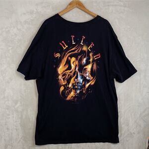 Sullen Art Collective Pyre Graphic T Shirt Skull Flame Black Men's 4XL